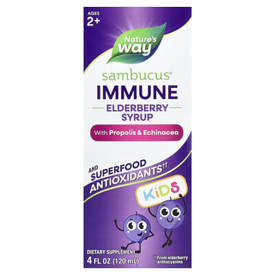 Nature's Way, Sambucus® Kids, Immune Syrup Elderberry with Propolis & Echinacea, Ages 2+, 4 fl oz (120 ml)