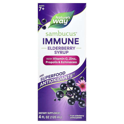 Nature's Way, Sambucus®, Immune Elderberry Syrup, Ages 7+, 4 fl oz (120 ml)
