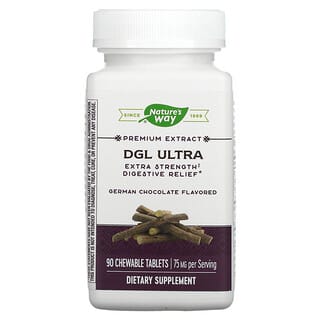 Nature's Way, DGL Ultra, Alívio Digestivo de Força Extra, Chocolate Alemão, 75 mg, 90 Comprimidos Mastigáveis