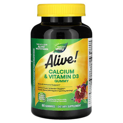 Nature's Way, Alive!, Calcium + Vitamin D3, 60 Gummies