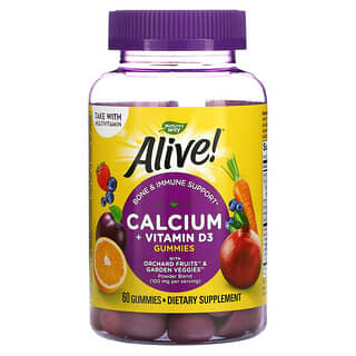 Nature's Way, Alive! Calcium + Vitamine D3, 60 gommes