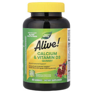 Nature's Way, Alive!®, 칼슘 및 비타민D3 구미젤리, 라즈베리 레모네이드 & 딸기, 구미젤리 60개