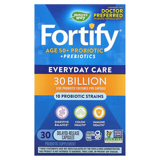 Nature's Way, Fortify, Age 50+ Probiotic + Prebiotics, tägliche Pflege, 30 Milliarden, 30 pflanzliche Kapseln mit verzögerter Freisetzung