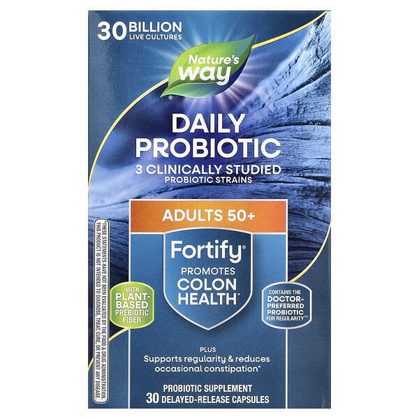 Nature's Way, Fortify®, Probiótico Diário, Adultos Acima de 50 Anos, 30 Bilhões de UFCs, 30 Cápsulas de Liberação Retardada