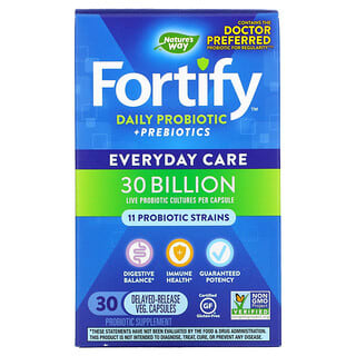 Nature's Way, Fortify, tägliches Probiotikum + Präbiotika, tägliche Pflege, 30 Milliarden KBE, 30 pflanzliche Kapseln mit verzögerter Freisetzung