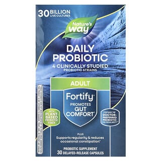 Nature's Way, Suplemento probiótico diario Fortify, Para adultos, 30.000 millones de UFC, 30 cápsulas de liberación retardada