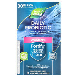 Nature's Way, Fortify, Probióticos y prebióticos para mujeres, Cuidado diario, 30.000 millones, 30 cápsulas vegetales de liberación retardada