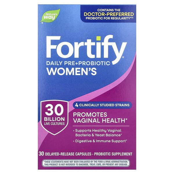 Nature's Way, Fortify® 여성용 일일 프리바이오틱 + 프로바이오틱, 300억CFU, 지연 방출 캡슐 30정