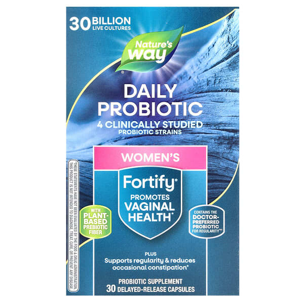 Nature's Way, Fortify, Women's Probiotic + Prebiotics, Everyday Care, 30 Billion, 30 Delayed-Release Capsules