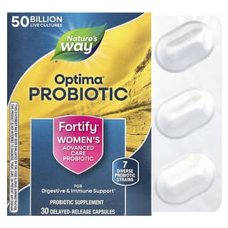 Nature's Way, Optima® Probiotic, Suplemento probiótico de cuidado avanzado para mujeres Fortify®, 50.000 millones, 30 cápsulas de liberación retardada