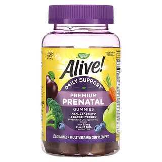 Nature's Way, Alive! فيتامينات متعددة ممتازة لتقديم الدعم اليومي في مرحلة ما قبل الولادة، نكهة الفراولة والليمون، 75 علكة