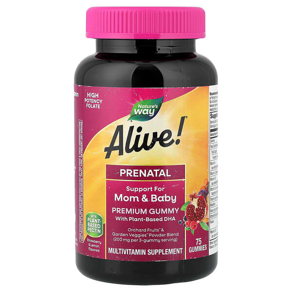 Nature's Way, Alive! Prenatal Premium Gummy, Strawberry & Lemon, 75 Gummies — product photo 1