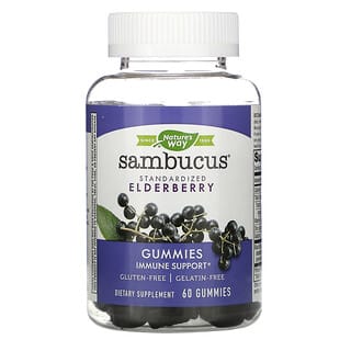 Nature's Way, Sambucus Standardized Elderberry Gummies, Holunder-Fruchtgummis mit Vitamin C und Zink, 60 Fruchtgummis