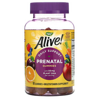 Nature's Way, Alive! добавка с растительной ДГК для беременных, апельсин и малина, 90 жевательных таблеток