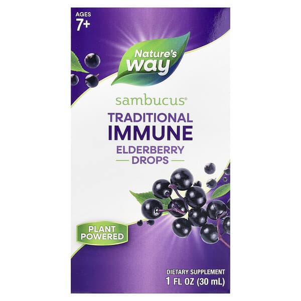 Nature's Way Sambucus® Elderberry Drops, Ages 7+, Berry, 1 fl oz (30 ml)