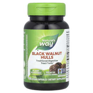Nature's Way, Black Walnut Hulls, Schwarznussschalen, 1.000 mg, 100 pflanzliche Kapseln (500 mg pro Kapsel)