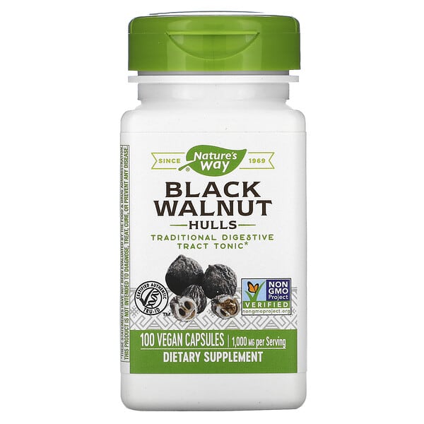 Nature's Way, Black Walnut, Hulls, 500 мг, 100 вегетарианских капсул