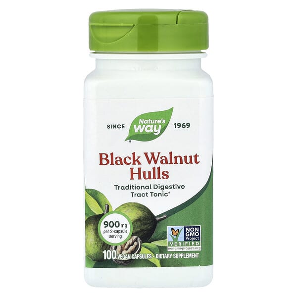 Black Walnut Hulls, 100 Vegan Capsules (450 mg per Capsule)