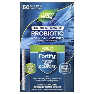 Nature's Way, Fortify, Suplemento con probióticos y prebióticos de uso diario, Concentración extra, 50.000 millones, 30 cápsulas de liberación retardada