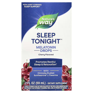 Nature's Way, Sleep Tonight™, Melatoninové kapky s L-Theaninem® a bylinkami, nealkoholické, třešňové, 2 fl oz ( 59 ml)
