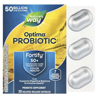 Nature's Way, Optima® Probiotik, Fortify® 50+, 50 Miliar, 30 Kapsul Pelepasan Tertunda