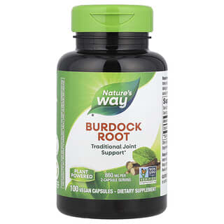 Nature's Way, Raiz de Bardana, 950 mg, 100 Cápsulas Veganas (475 mg por Cápsula)