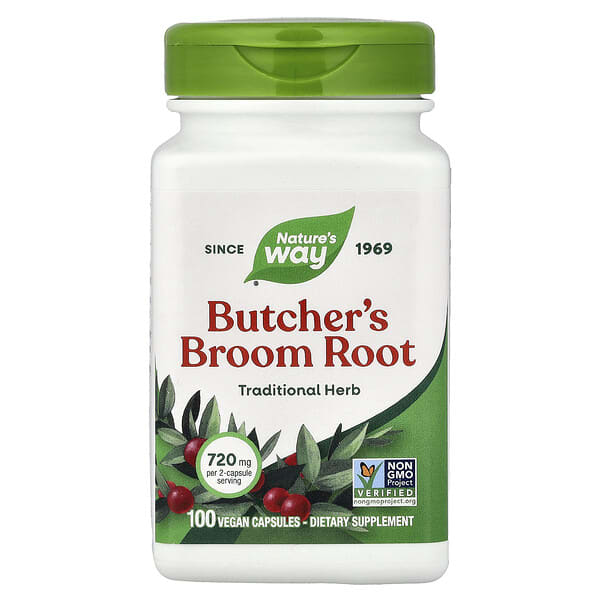 Butcher's Broom Root, 100 Vegan Capsules (360 mg per Capsule)