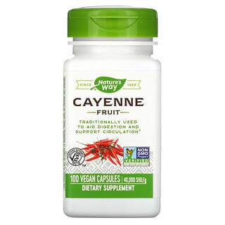 Nature's Way, Fruit de Cayenne, 40 000 USD/g, 100 capsules véganes
