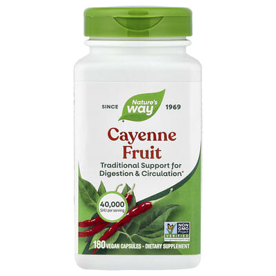 Nature's Way, Cayenne Pepper Fruit, 180 Vegan Capsules (450 mg per capsule)
