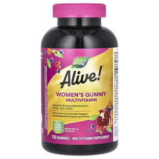 Nature's Way, Alive! комплексная мультивитаминная добавка для женщин, ягодный вкус, 130 жевательных конфет