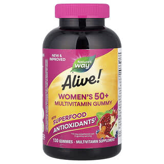 Nature's Way, Alive! Multivitamínico em Goma para Mulheres, Mais de 50, Frutos Silvestres, 130 Gomas