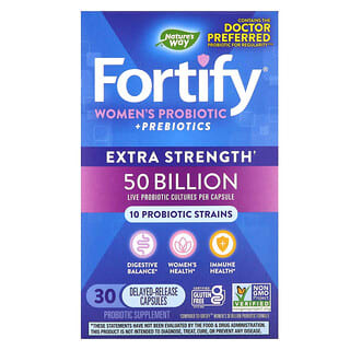 Nature's Way, Suplemento con probióticos y prebióticos Fortify para mujeres, Concentración extra, 50.000 millones, 30 cápsulas de liberación retardada