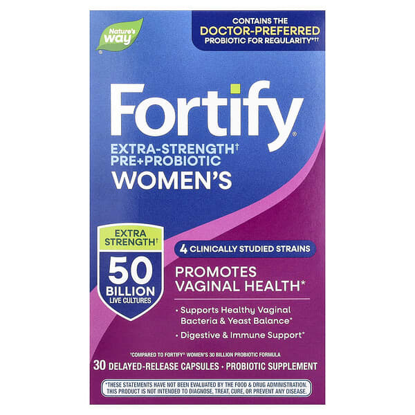 然萃維, Fortify® 女性益生菌 + 益生元，特強型，500 億 CFU，30 粒緩釋膠囊