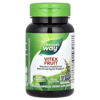 Nature's Way, плоды витекса, 400 мг, 100 веганских капсул