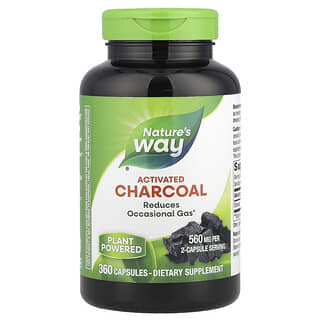 Nature's Way, Charcoal, Activated, Aktivkohle, 560 mg, 360 Kapseln (280 mg pro Kapsel)