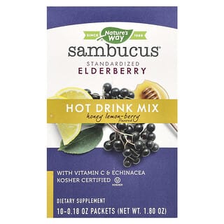 Nature's Way, Sambucus®, Hot Drink Mix, Standardized Elderberry, Honey Lemon-Berry, 10 Packets, 0.18 oz Each