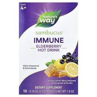 Nature's Way, Sambucus®, Hot Drink Mix, Standardized Elderberry, Honey Lemon-Berry, 10 Packets, 0.18 oz Each