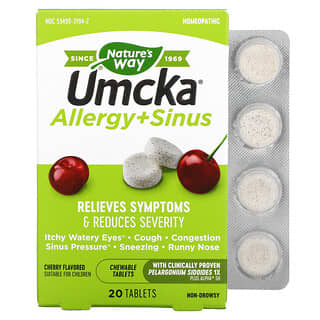 Nature's Way, Ucka, Allergie + Sinus, Cerise, 20 comprimés