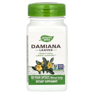 Nature's Way, Feuilles de damiana, 600 mg, 100 capsules vegan (300 mg pièce)