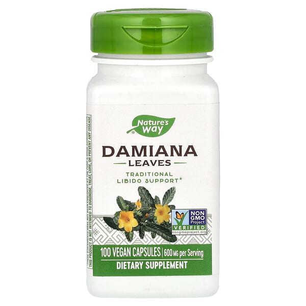 Nature's Way, Damiana Leaves, 600 mg, 100 Vegan Capsules (300 mg per Capsule)