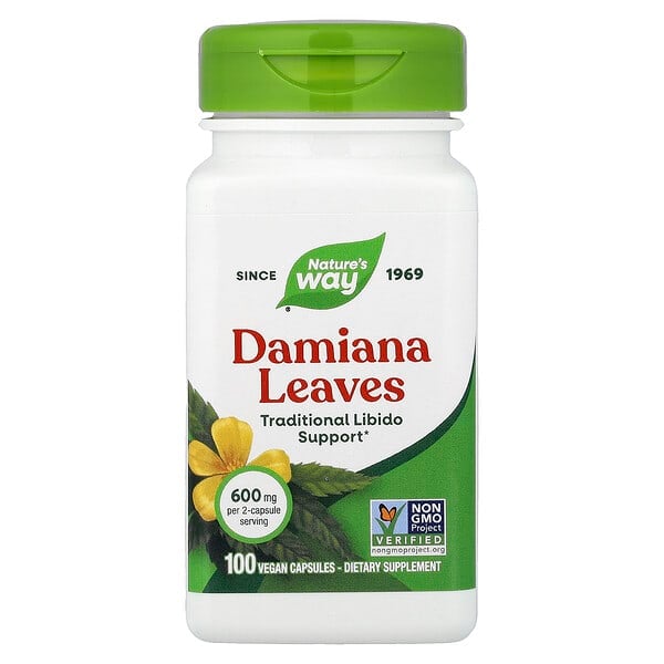 Damiana Leaves, 100 Vegan Capsules (300 mg per Capsule)