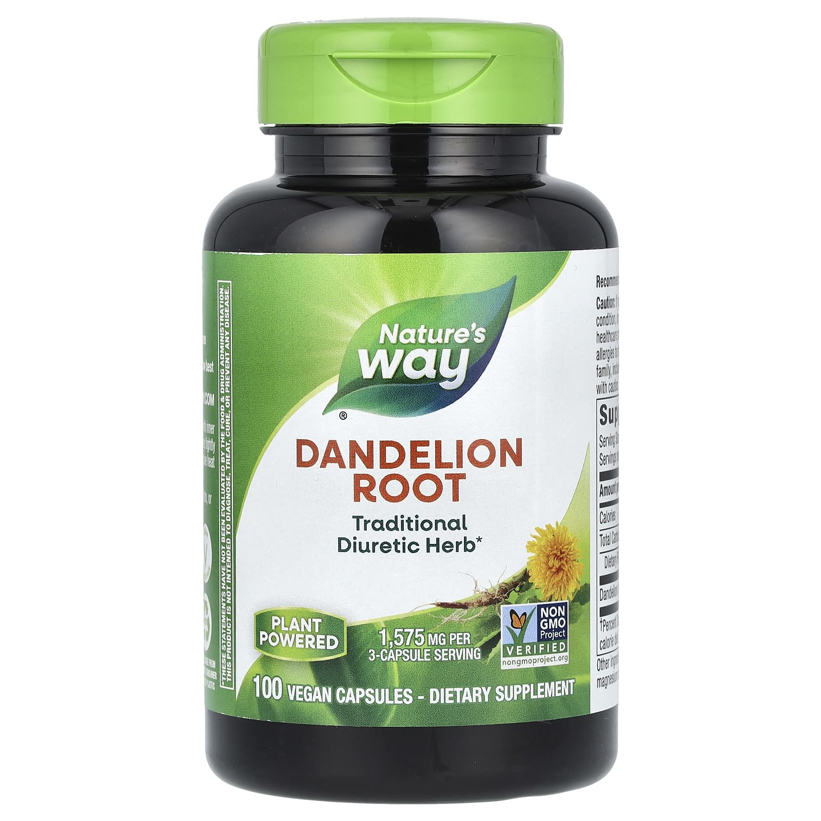 Dandelion Root 1 575 mg 100 Vegan Capsules 525 mg per Capsule