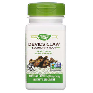 Nature's Way, Devil's Claw (чертов коготь), вторичный корень, 960 мг, 100 растительных капсул