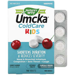 Nature's Way, Umcka, ColdCare Kids, For Ages 6 and Up, Cherry , 10  Chewable Tablets