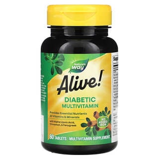 Nature's Way, Alive!, Suplemento multivitamínico para diabéticos`` 60 comprimidos