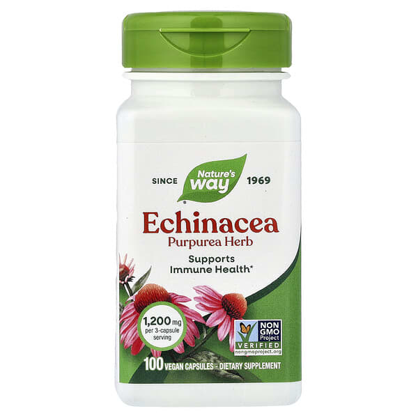 Echinacea, Purpurea Herb, 100 Vegan Capsules (0.4 mg per Capsule)