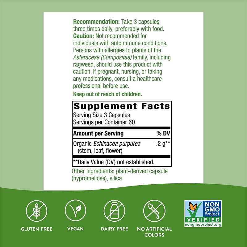 Nature's Way, Echinacea Purpurea Herb, 400 mg, 180 Vegan Capsules
