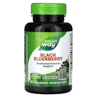 Nature's Way, Black Elderberry, Schwarzer Holunder, 1.150 mg, 100 vegane Kapseln (575 mg pro Kapsel)