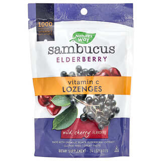 Nature's Way, Sambucus Elderberry, Vitamin C Lozenges, Wild Cherry , 24 Lozenges