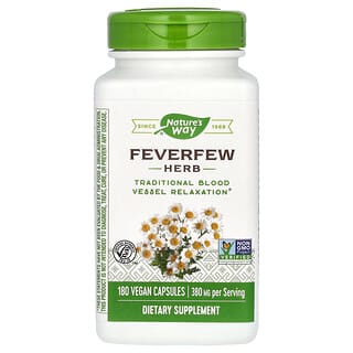 Nature's Way, Feverfew Herb, 380 mg, 180 Cápsulas Veganas